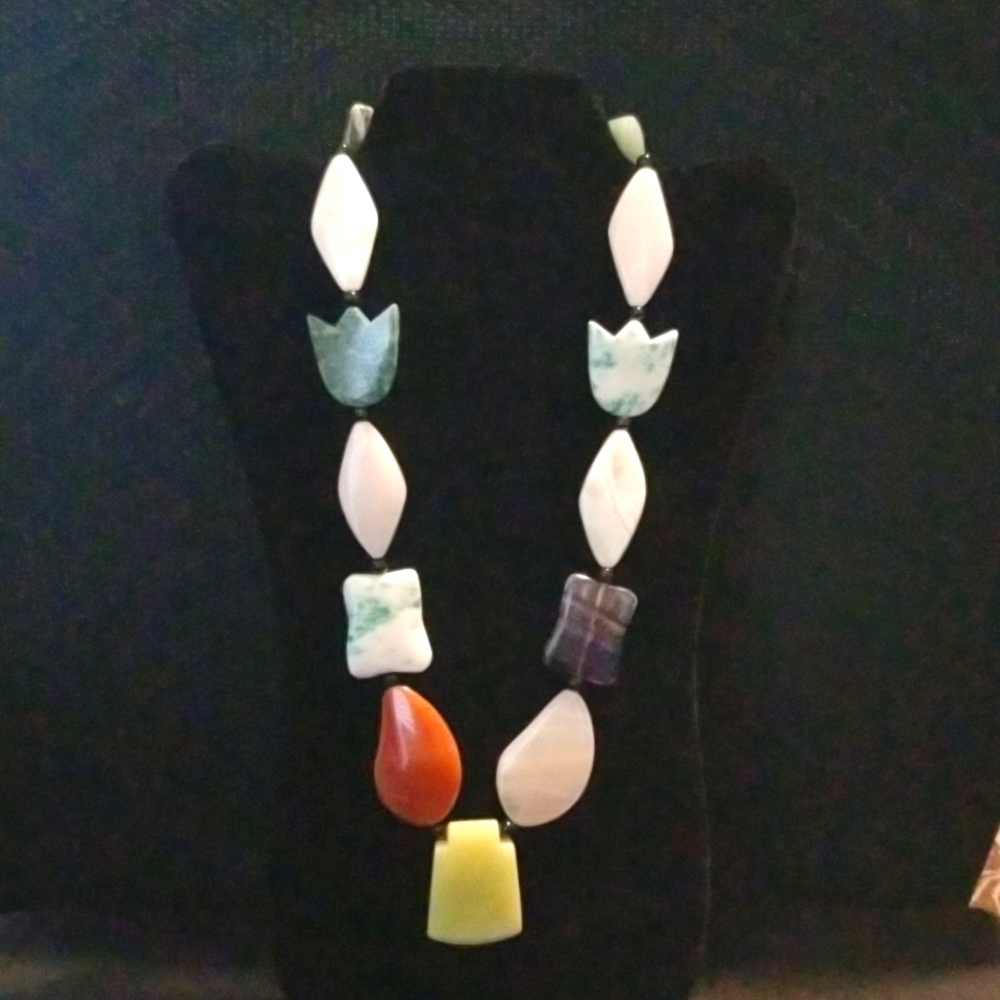 Necklace with Real Multi Color Stones